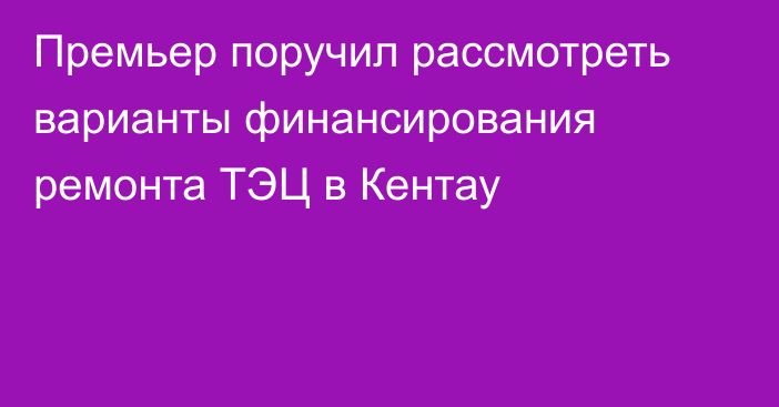 Премьер поручил рассмотреть варианты финансирования ремонта ТЭЦ в Кентау