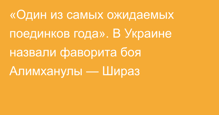 «Один из самых ожидаемых поединков года». В Украине назвали фаворита боя Алимханулы — Шираз