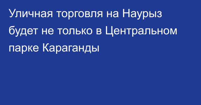 Уличная торговля на Наурыз будет не только в Центральном парке Караганды