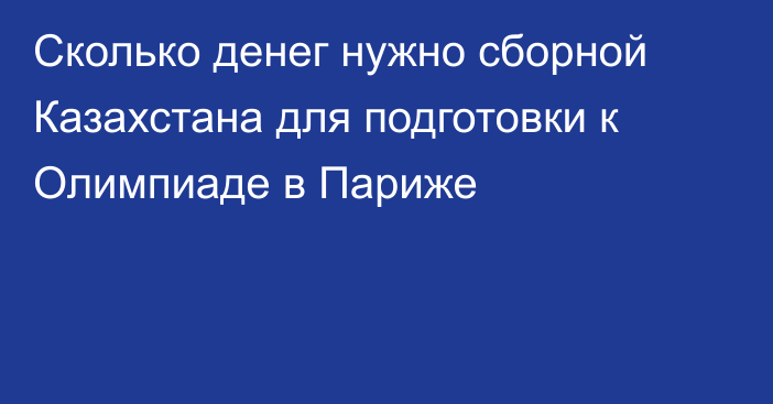 Сколько денег нужно сборной Казахстана для подготовки к Олимпиаде в Париже