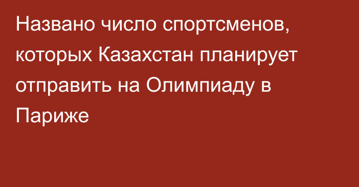 Названо число спортсменов, которых Казахстан планирует отправить на Олимпиаду в Париже