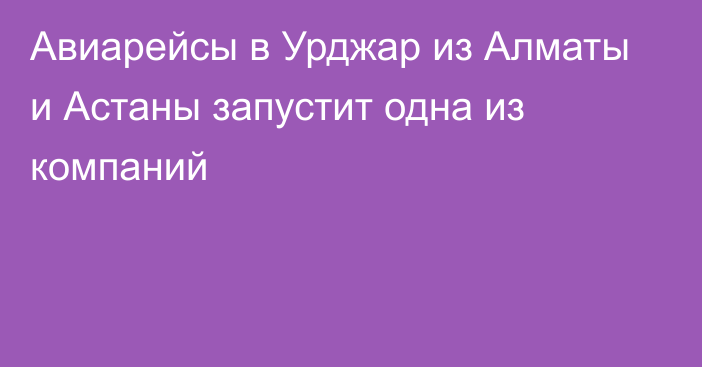 Авиарейсы в Урджар из Алматы и Астаны запустит одна из компаний