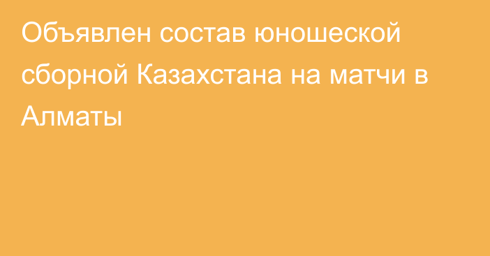 Объявлен состав юношеской сборной Казахстана на матчи в Алматы