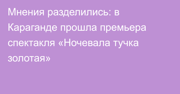 Мнения разделились: в Караганде прошла премьера спектакля «Ночевала тучка золотая»