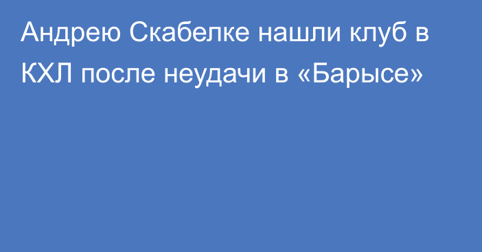 Андрею Скабелке нашли клуб в КХЛ после неудачи в «Барысе»