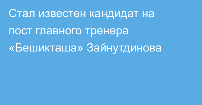 Стал известен кандидат на пост главного тренера «Бешикташа» Зайнутдинова