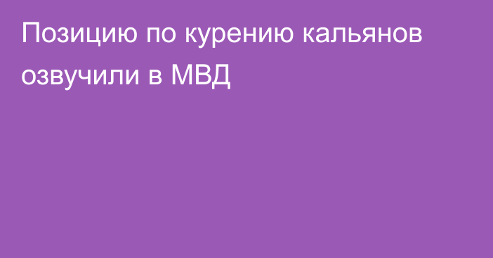 Позицию по курению кальянов озвучили в МВД