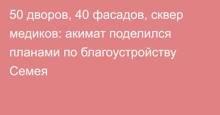 50 дворов, 40 фасадов, сквер медиков: акимат поделился планами по благоустройству Семея