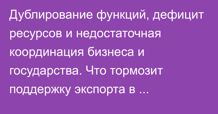 Дублирование функций, дефицит ресурсов и недостаточная координация бизнеса и государства. Что тормозит поддержку экспорта в Кыргызстане?