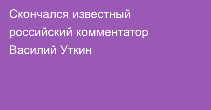 Скончался известный российский комментатор Василий Уткин