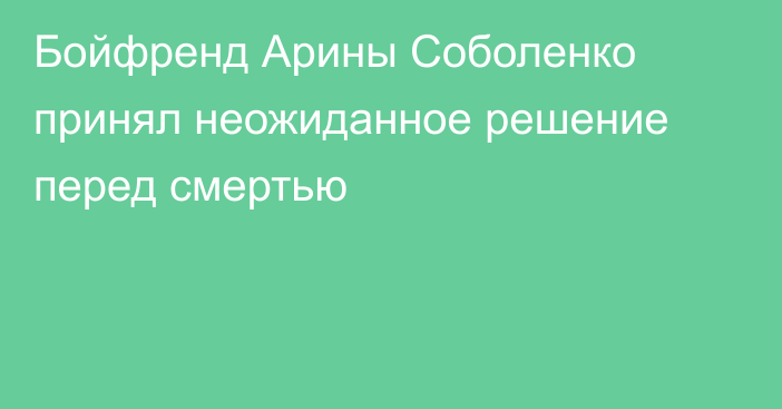 Бойфренд Арины Соболенко принял неожиданное решение перед смертью