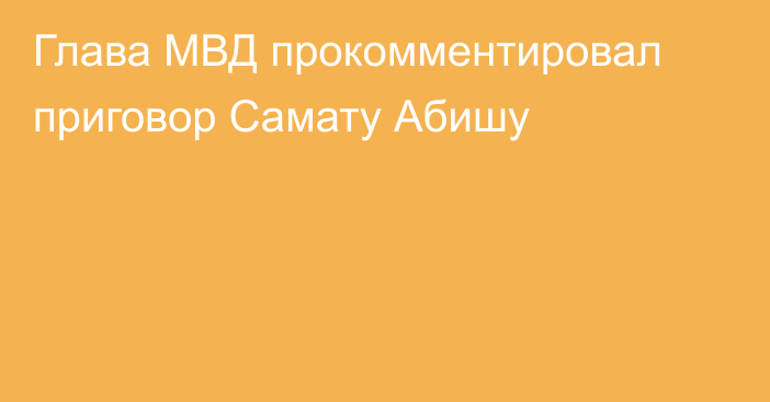 Глава МВД прокомментировал приговор Самату Абишу