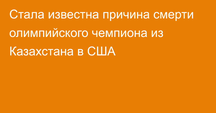 Стала известна причина смерти олимпийского чемпиона из Казахстана в США