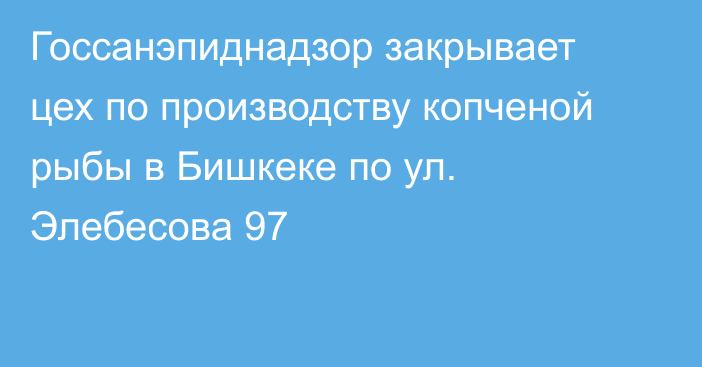 Госсанэпиднадзор закрывает цех по производству копченой рыбы в Бишкеке по ул. Элебесова 97