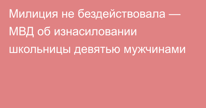 Милиция не бездействовала — МВД об изнасиловании школьницы девятью мужчинами