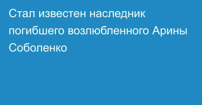 Стал известен наследник погибшего возлюбленного Арины Соболенко