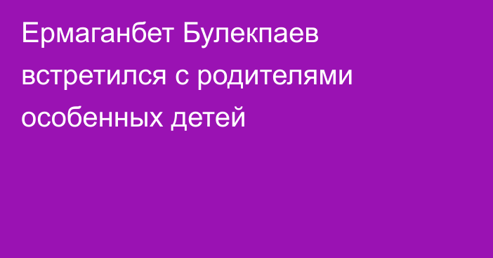 Ермаганбет Булекпаев встретился с родителями особенных детей