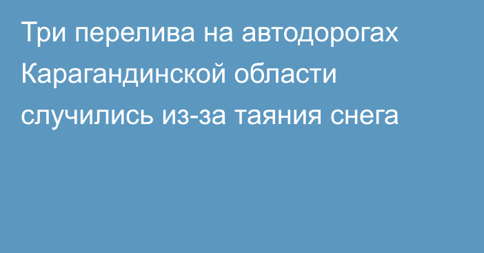 Три перелива на автодорогах Карагандинской области случились из-за таяния снега