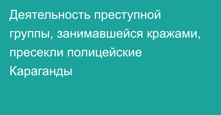 Деятельность преступной группы, занимавшейся кражами, пресекли полицейские Караганды