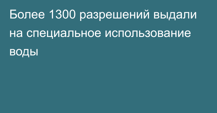 Более 1300 разрешений выдали на специальное использование воды