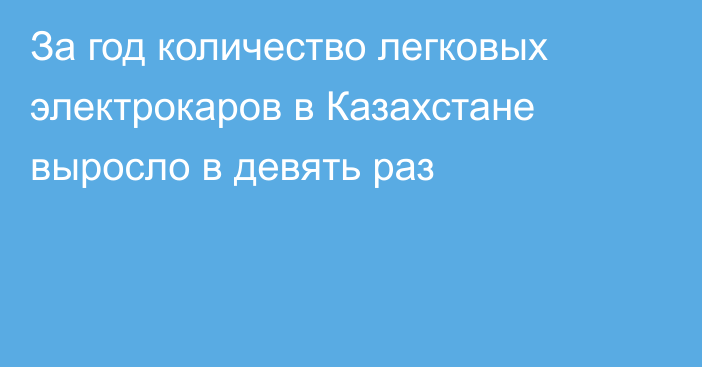 За год количество легковых электрокаров в Казахстане выросло в девять раз