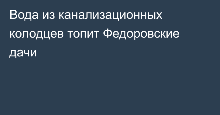 Вода из канализационных колодцев топит Федоровские дачи