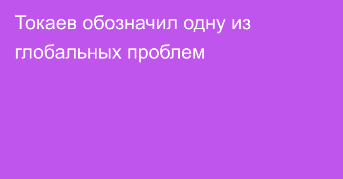 Токаев обозначил одну из глобальных проблем