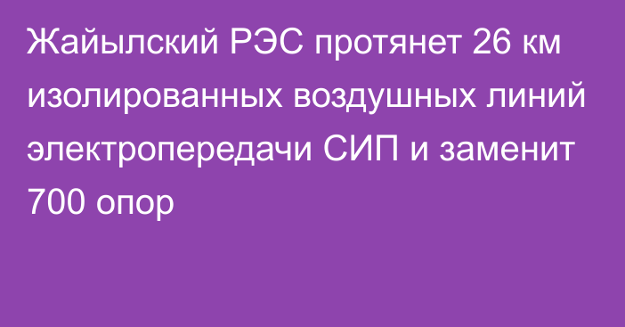 Жайылский РЭС протянет 26 км изолированных воздушных линий электропередачи СИП и заменит 700 опор