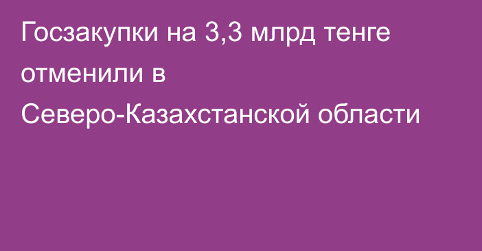 Госзакупки на 3,3 млрд тенге отменили в Северо-Казахстанской области