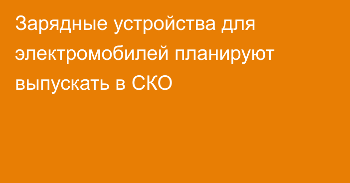 Зарядные устройства для электромобилей планируют выпускать в СКО