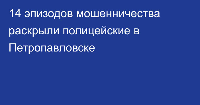 14 эпизодов мошенничества раскрыли полицейские в Петропавловске