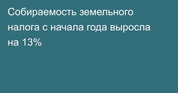 Собираемость земельного налога с начала года выросла на 13%