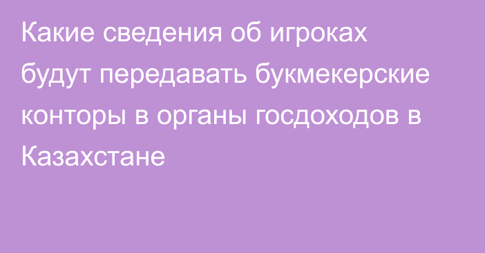 Какие сведения об игроках будут передавать букмекерские конторы в органы госдоходов в Казахстане