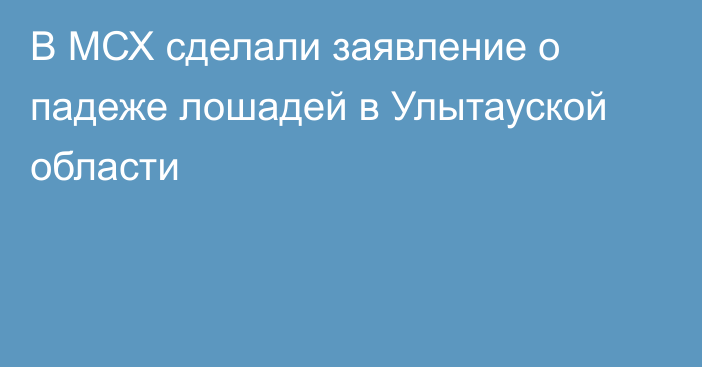 В МСХ сделали заявление о падеже лошадей в Улытауской области