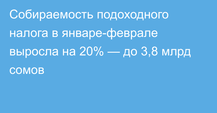 Собираемость подоходного налога в январе-феврале выросла на 20% — до 3,8 млрд сомов