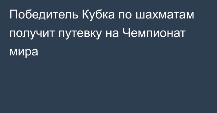 Победитель Кубка по шахматам получит путевку на Чемпионат мира