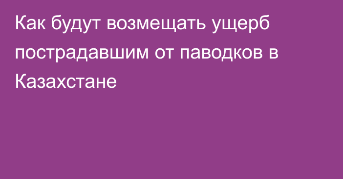 Как будут возмещать ущерб пострадавшим от паводков в Казахстане