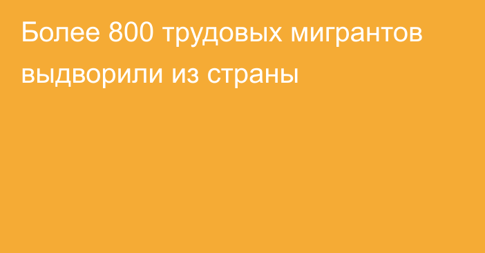 Более 800 трудовых мигрантов выдворили из страны