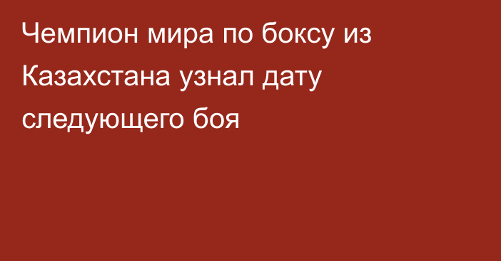 Чемпион мира по боксу из Казахстана узнал дату следующего боя