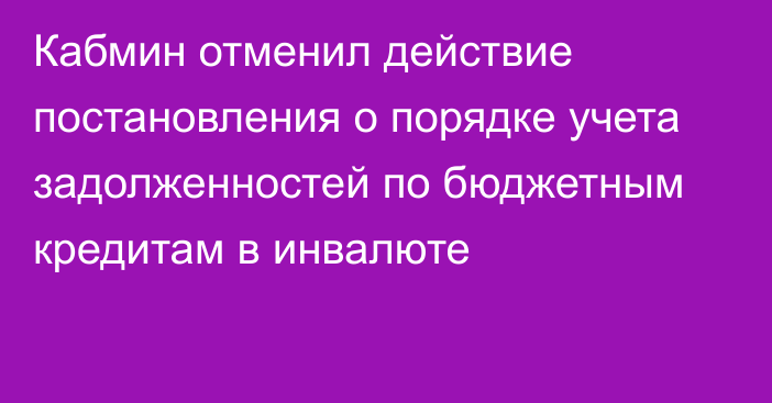 Кабмин отменил действие постановления о порядке учета задолженностей по бюджетным кредитам в инвалюте