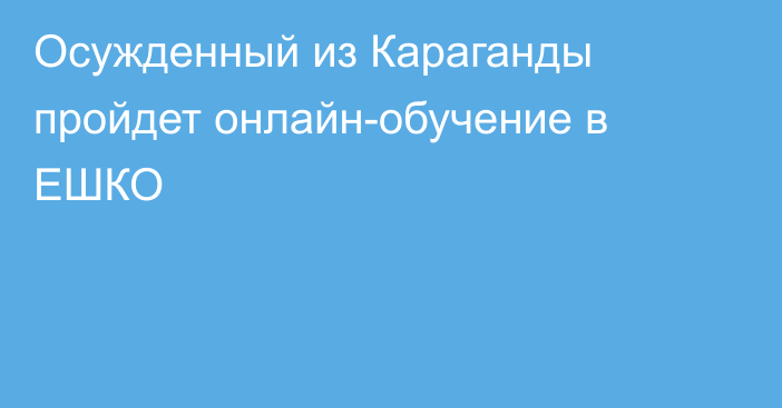 Осужденный из Караганды пройдет онлайн-обучение в ЕШКО