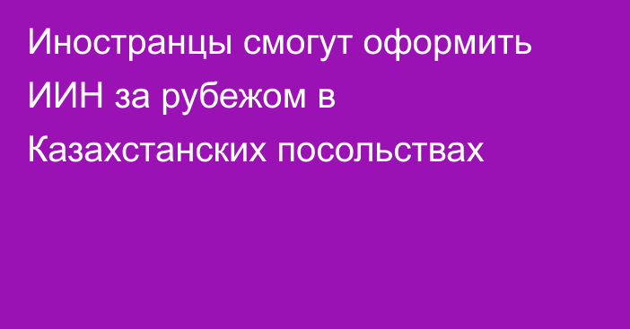 Иностранцы смогут оформить ИИН за рубежом в Казахстанских посольствах