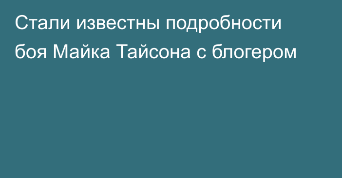 Стали известны подробности боя Майка Тайсона с блогером