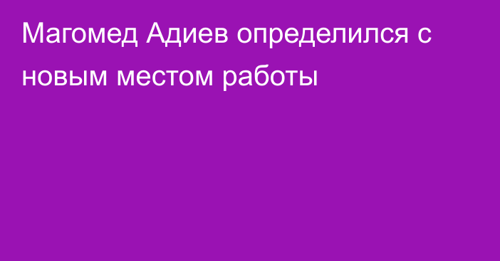 Магомед Адиев определился с новым местом работы