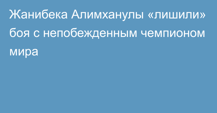 Жанибека Алимханулы «лишили» боя с непобежденным чемпионом мира