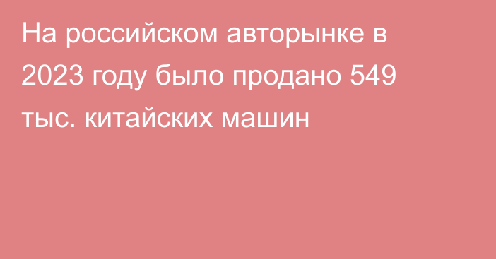 На российском авторынке в 2023 году было продано 549 тыс. китайских машин