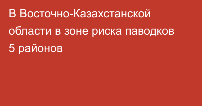 В Восточно-Казахстанской области в зоне риска паводков 5 районов