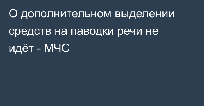 О дополнительном выделении средств на паводки речи не идёт - МЧС