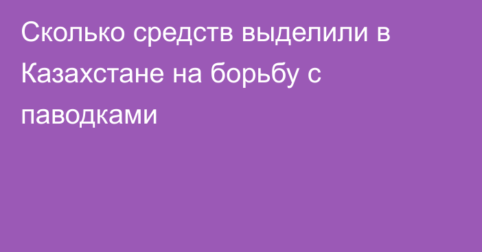 Сколько средств выделили в Казахстане на борьбу с паводками