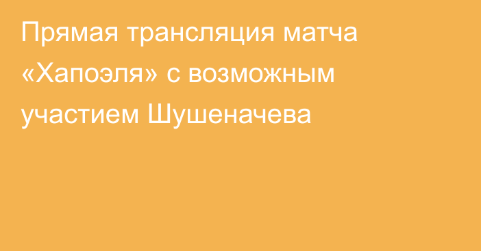 Прямая трансляция матча «Хапоэля» с возможным участием Шушеначева